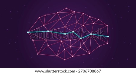 The shortest way to connect two points efficiently in a network, science and technology concept