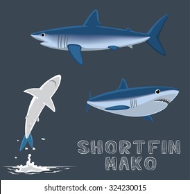 Shortfin Mako Cartoon Vector Illustration