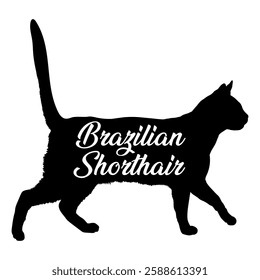 Shorthair Brazilian. cat silhouette, cat, cat breeds, logo, vector, silhouette,  animal, illustration, icon, sign, design, black, symbol, pet, love
