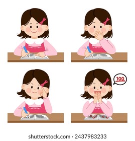 a short-haired girl who studies hard at her desk