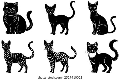 Short-Haired- Hairless Cout Cat silhoutte 6 vector file