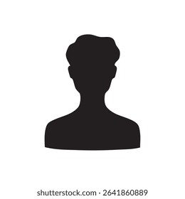 Short-haired male monochrome half body silhouette illustration black
