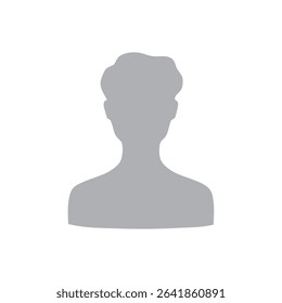 Short-haired male monochrome half body silhouette illustration grey