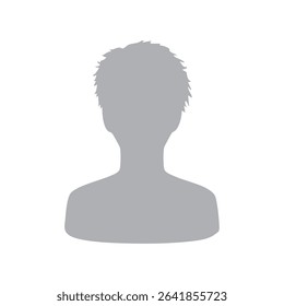 Short-haired man monochrome half body silhouette illustration grey
