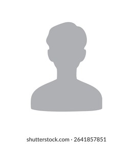  Short-haired man monochrome half body silhouette illustration gray
