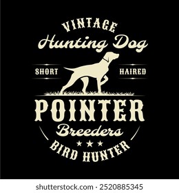 Shorthaired Pointer Bird Hunter Dog Club Logo Design. Hunting Dog Emblem