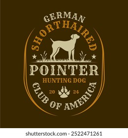 Apontador abreviado Bird Hunter Dog Club Logo Design. Emblema de cão de caça