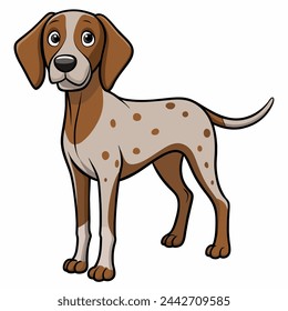 Shorthaired Pointer dog vector illustration isolated on white background in cartoon style