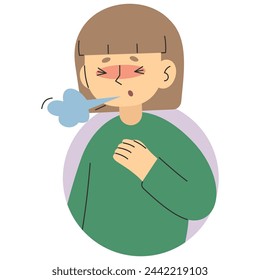 Shortness of breath 16 cute on a white background, vector illustration.