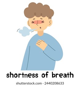 Shortness of breath 3 cute on a white background, vector illustration.