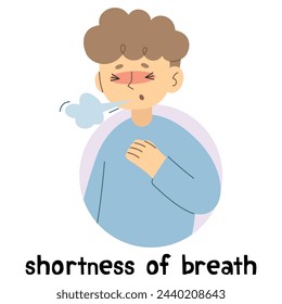 Shortness of breath 7 cute on a white background, vector illustration.