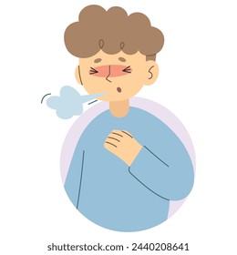 Shortness of breath 8 cute on a white background, vector illustration.