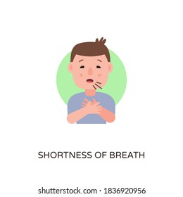 Shortness Of Breath Cartoon Character Icon In Vector. Logotype