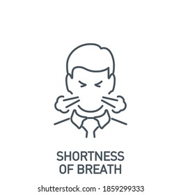 shortness of breath head of sick man without a mask single line icon isolated on white. Perfect outline symbol Signs and symptoms Coronavirus Covid 19 pandemic banner. element with editable Stroke