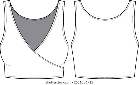 Shorts Bra Flat Sketch Ilustração de moda técnica