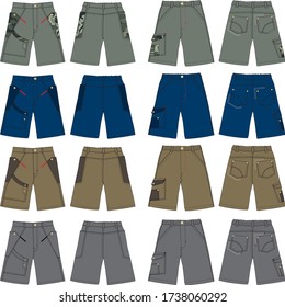 SHORTS CAMO FOR MEN VECTOR TEMPLATE FRONT AND BACK VIEW