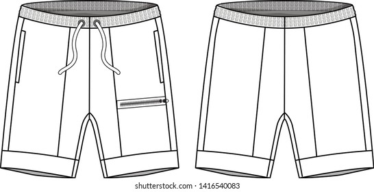 shorts cargo vector  template for men