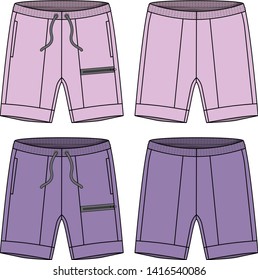 shorts cargo vector  template for men