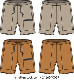shorts cargo vector  template for men