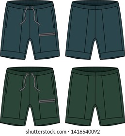 shorts cargo vector  template for men