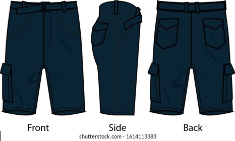 shorts cargo vector template pattern