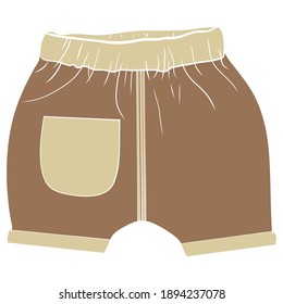 Shorts. Childrens' shorts. Close-up. Baby clothes concept. Shops, goods, signboard, advertising. Cartoon style. For stickers, collages, web design.