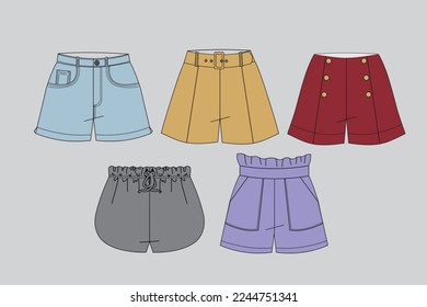 Shorts draw, Set of different types of Shorts , types of Shorts , Shorts 