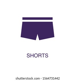 Shorts element in flat simple style on white background. Shorts icon, with text name concept template