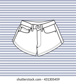 shorts female short-drawn vector