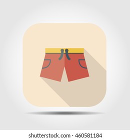 shorts flat icon with long shadow, vector illustration