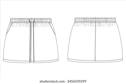 shorts flat sketch, illustation, short;s mock up