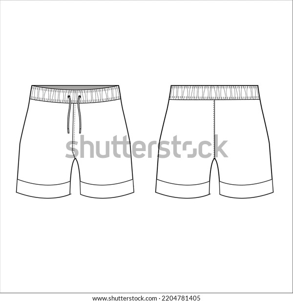 Shorts Flat Sketch Waist Elastic Band Stock Vector (Royalty Free ...