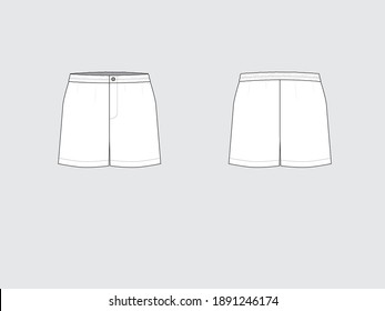 Shorts Front Back Drawing Flat Sketches Stock Vector (Royalty Free ...