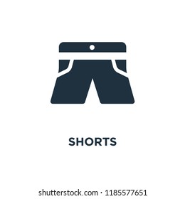 Shorts icon. Black filled vector illustration. Shorts symbol on white background. Can be used in web and mobile.