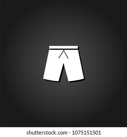 Shorts icon flat. Simple White pictogram on black background with shadow. Vector illustration symbol