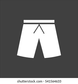 Shorts icon flat. Vector white illustration isolated on black background. Flat symbol