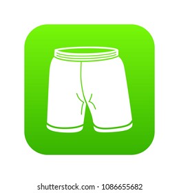 Shorts icon green vector isolated on white background