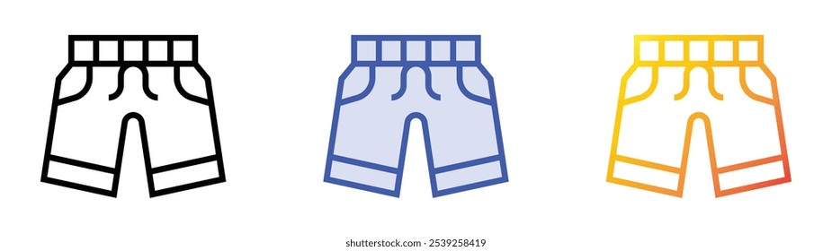 shorts icon. Linear, Blue Fill and Gradient Style Design Isolated On White Background