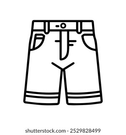 shorts icon or modern line symbol. Vector line art and icon design with bold outline. Black and white Pixel Perfect minimalistic symbol isolated white background. Silhouette simple thin sign