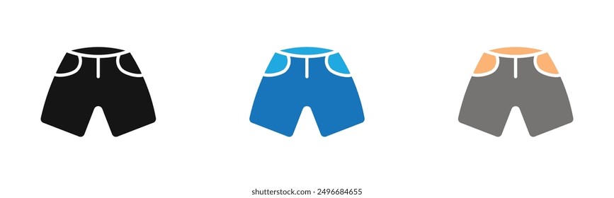 shorts icon outline collection or set in black and white