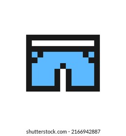 Shorts icon in pixel art design isolated on white background, beach shorts vector sign symbol