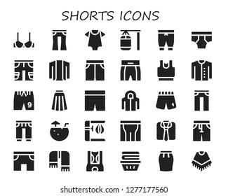  shorts icon set. 30 filled shorts icons. Simple modern icons about  - Brassiere, Jeans, Baby clothes, Punching bag, Pants, Underwear, Shorts, Cardigan, Short, Boxing shorts, Clothes