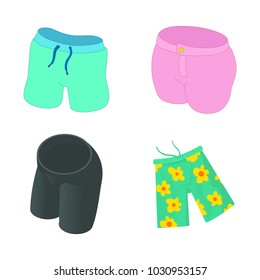 Shorts icon set. Cartoon set of shorts vector icons for web design isolated on white background