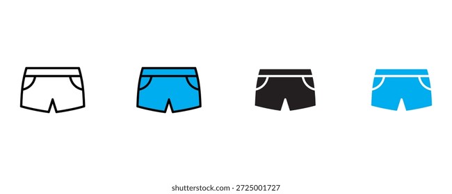 Conjunto de iconos de Versiones cortas Vector sobre fondo blanco. ropa, moda, ropa, ropa de hombre, símbolo casual. Ilustración vectorial.