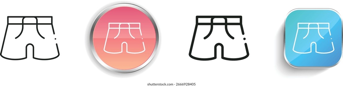 shorts icon. Thin Linear, Regular and Button Style Design Isolated On White Background