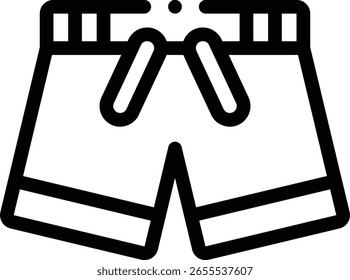 Shorts-Symbol Design mit dünnen linearen Stilen einzeln auf weißem Hintergrund