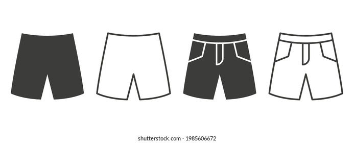 Shorts icons. Shorts icons of different styles. Clothing symbol concept. Vector illustration