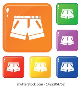 Shorts icons set collection vector 6 color isolated on white background
