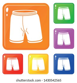 Shorts icons set collection vector 6 color isolated on white background