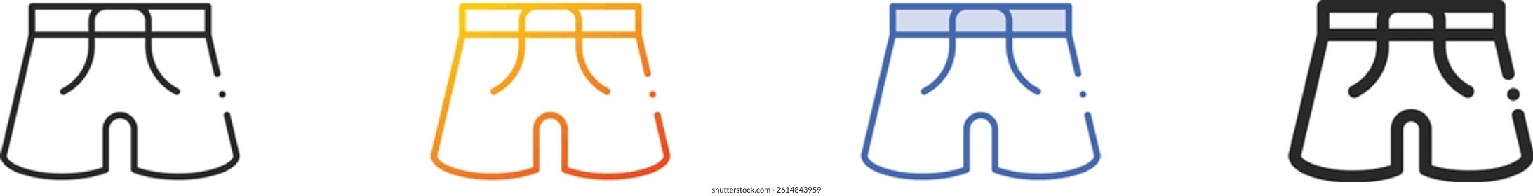 shorts icon.Thin Linear, Gradient, Blue Stroke and bold Style Design Isolated On White Background